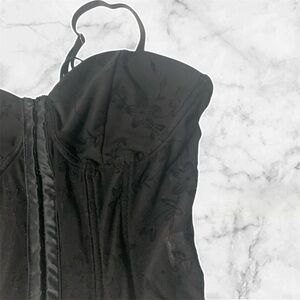 Elegant Black Floral Bustier Top